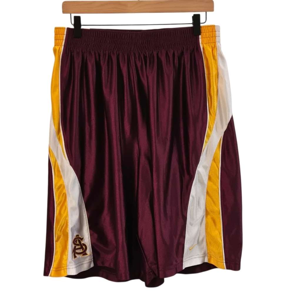 Vintage Nike Team Arizona State Sun Devils Basketball Shorts Maroon Gold Y2K XXL